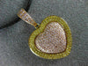 LARGE .80CT WHITE & FANCY YELLOW DIAMOND 18K WHITE & ROSE GOLD 3D HEART PENDANT
