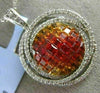 ESTATE LARGE 3.62CT DIAMOND & MULIT COLOR SAPPHIRE 18KT WHITE GOLD GLOBE PENDANT