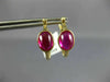 4.0CT AAA SYNTHETIC RUBIES 14KT YELLOW GOLD 3D OVAL HOOP HANGING EARRINGS #24386