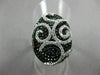 ESTATE LARGE 1.89CT WHITE & BLACK DIAMOND 18KT WHITE GOLD OVAL FILIGREE FUN RING