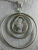 ESTATE LARGE .23CT DIAMOND 18K WHITE GOLD MULTI CIRCULAR FLOWER FLOATING PENDANT