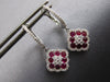 1.37CT DIAMOND & AAA RUBY 14KT WHITE GOLD 3D GEOMETRICAL FLOWER HANGING EARRINGS