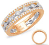 WIDE .45CT DIAMOND 14KT WHITE & ROSE GOLD 3 ROW DOUBLE SWIRL ANNIVERSARY RING