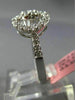ESTATE 1.04CT ROUND BAGUETTE DIAMOND 18KT WHITE GOLD 3D DOUBLE HEART FLOWER RING