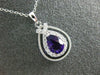 ESTATE .83CT DIAMOND & AAA AMETHYST 14K WHITE GOLD 3D TEAR DROP FLOATING PENDANT