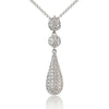 ESTATE .65CT DIAMOND 18KT WHITE GOLD 3D TEAR DROP ROUND CLUSTER FLOATING PENDANT
