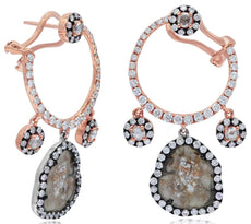 5.17CT WHITE & ICE DIAMOND 18KT ROSE GOLD MULTI SHAPE CIRCULAR CLIP ON EARRINGS