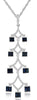 1.4CT DIAMOND & AAA SAPPHIRE 14KT WHITE GOLD ROUND & BAGUETTE CHANDELIER PENDANT