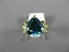 LARGE 4.05CT DIAMOND & AAA LONDON BLUE TOPAZ 14KT 2 TONE GOLD TRILLION FUN RING