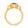 LARGE 2.32CT DIAMOND & AAA SAPPHIRE 14KT YELLOW GOLD 3D CUSHION ENGAGEMENT RING