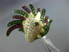 LARGE 2.03CT WHITE & BLACK DIAMOND & RUBY & TSAVORITE 18KT YELLOW GOLD BIRD RING