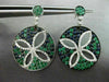 ESTATE LARGE 3.03CT DIAMOND SAPPHIRE & EMERALD 14KT WHITE GOLD FLOWER EARRINGS