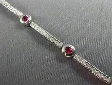 ESTATE 2.73CT DIAMOND & RUBY 14KT WHITE GOLD CLASSIC SEMI BEZEL TENNIS BRACELET