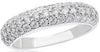 1.02CT DIAMOND 14KT WHITE GOLD 3D THREE ROW CLASSIC PAVE ROUND ANNIVERSARY RING