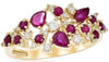 ESTATE 1.08CT DIAMOND & AAA RUBY 14K YELLOW GOLD 3D CLUSTER MULTI SHAPE FUN RING