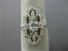 ESTATE LARGE 1.08CT DIAMOND 14KT WHITE GOLD 3D OPEN FILIGREE LEAF FLOWER RING