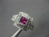 ESTATE WIDE .84CT DIAMOND & AAA RUBY 14K WHITE GOLD PRINCESS & ROUND SQUARE RING