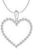 ESTATE 0.48CT DIAMOND 14KT WHITE GOLD 3D CLASSIC OPEN HEART LOVE PENDANT
