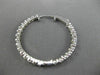 ESTATE LARGE 3.50CT DIAMOND 14K WHITE GOLD 3D CLASSIC DOUBLE SIDED HOOP EARRINGS