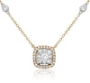 ESTATE .41CT DIAMOND 14KT TWO TONE GOLD DOUBLE SQUARE HALO BY THE YARD NECKLACE