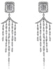 1.31CT DIAMOND 14KT WHITE GOLD 3D ROUND & BAGUETTE CHANDELIER HANGING EARRINGS