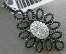 ESTATE LARGE 1.33CT DIAMOND 14KT WHITE GOLD ELONGATED FLOWER FLOATING PENDANT