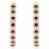 2.02CT DIAMOND & AAA RUBY 14KT YELLOW GOLD 3D MULTI FLOWER HOOP HANGING EARRINGS