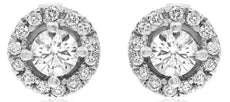 ESTATE .69CT DIAMOND 14KT WHITE GOLD 3D CLASSIC ROUND HALO FLORAL STUD EARRINGS