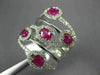 ESTATE LARGE 1.65CT DIAMOND & AAA RUBY 14K WHITE GOLD MULTI ROW ANNIVERSARY RING