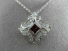 ANTIQUE .56CT DIAMOND & AAA RUBY 18K WHITE GOLD 3D SQUARE FILIGREE PENDANT #9375