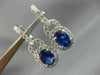 ESTATE 2.58CT DIAMOND & AAA SAPPHIRE 14KT WHITE GOLD OVAL HALO HANGING EARRINGS