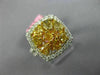 ESTATE WIDE 2.47CT WHITE & FANCY YELLOW DIAMOND 18K WHITE GOLD HALO CLUSTER RING