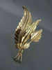 ESTATE LARGE HANDCRAFTED 18KT YELLOW GOLD 3 LEAF FILIGREE PIN BROOCH  #975