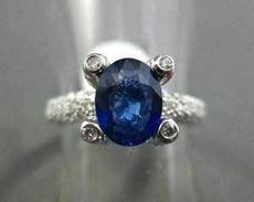 ESTATE WIDE 2.08CT DIAMOND & AAA SAPPHIRE 18K WHITE GOLD ENGAGEMENT RING AMAZING