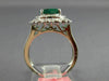 ESTATE LARGE 3.33CT DIAMOND & AAA EMERALD 18K WHITE GOLD FLIGREE ENGAGEMENT RING