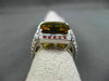 ESTATE MASSIVE 3.0CTW DIAMOND SAPPHIRE & QUARTZ 14KT WHITE GOLD ENGAGEMENT RING