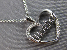 ESTATE .05CT DIAMOND 14KT WHITE GOLD 3D OPEN HEART MOTHER FUN FLOATING PENDANT