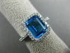 ESTATE WIDE 4.14CT DIAMOND & AAA BLUE TOPAZ 14KT WHITE GOLD HALO ENGAGEMENT RING