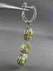 LARGE 4.02CT WHITE & FANCY YELLOW DIAMOND 18K 2 TONE GOLD HEART HANGING EARRINGS