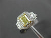 ESTATE 2.04CT GIA FANCY YELLOW DIAMOND 18K TWO TONE GOLD 3 STONE ENGAGEMENT RING