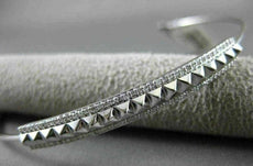ESTATE .26CT DIAMOND 14KT WHITE GOLD PYRAMID SPIKE FLEXIBILE FUN BANGLE BRACELET