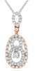.60CT DIAMOND 18K WHITE & ROSE GOLD 3D SOLITAIRE OVAL LOVE KNOT FLOATING PENDANT