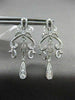 ESTATE LARGE 1CT DIAMOND 14K WHITE GOLD OPEN FILIGREE TEAR DROP HANGING EARRINGS