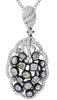 LARGE 2.96CT MULTI COLOR DIAMOND 18KT WHITE & BLACK GOLD OPEN FILIGREE NECKLACE