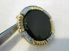 ANTIQUE LARGE 25MM DIAMOND BLACK ONYX 14K WHITE YELLOW GOLD ROUND EARRINGS #752