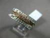 ESTATE .60CT WHITE & FANCY PINK DIAMOND 14KT TRI GOLD 3 ROW OPEN HEART LOVE RING