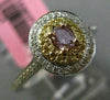 ESTATE GIA .43CT DIAMOND 18K TRI COLOR GOLD DOUBLE HALO FILIGREE ENGAGEMENT RING
