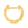 WIDE .28CT DIAMOND 14KT YELLOW GOLD 3D DOUBLE CUBAN LINK HUGGIE HANGING EARRINGS