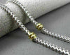 ESTATE LONG 14KT WHITE & YELLOW GOLD ITALIAN BEAD BY THE YARD NECKLACE #22905