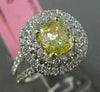 ESTATE LARGE GIA 2.16CT DIAMOND 18KT TWO TONE GOLD DOUBLE HALO ENGAGEMENT RING